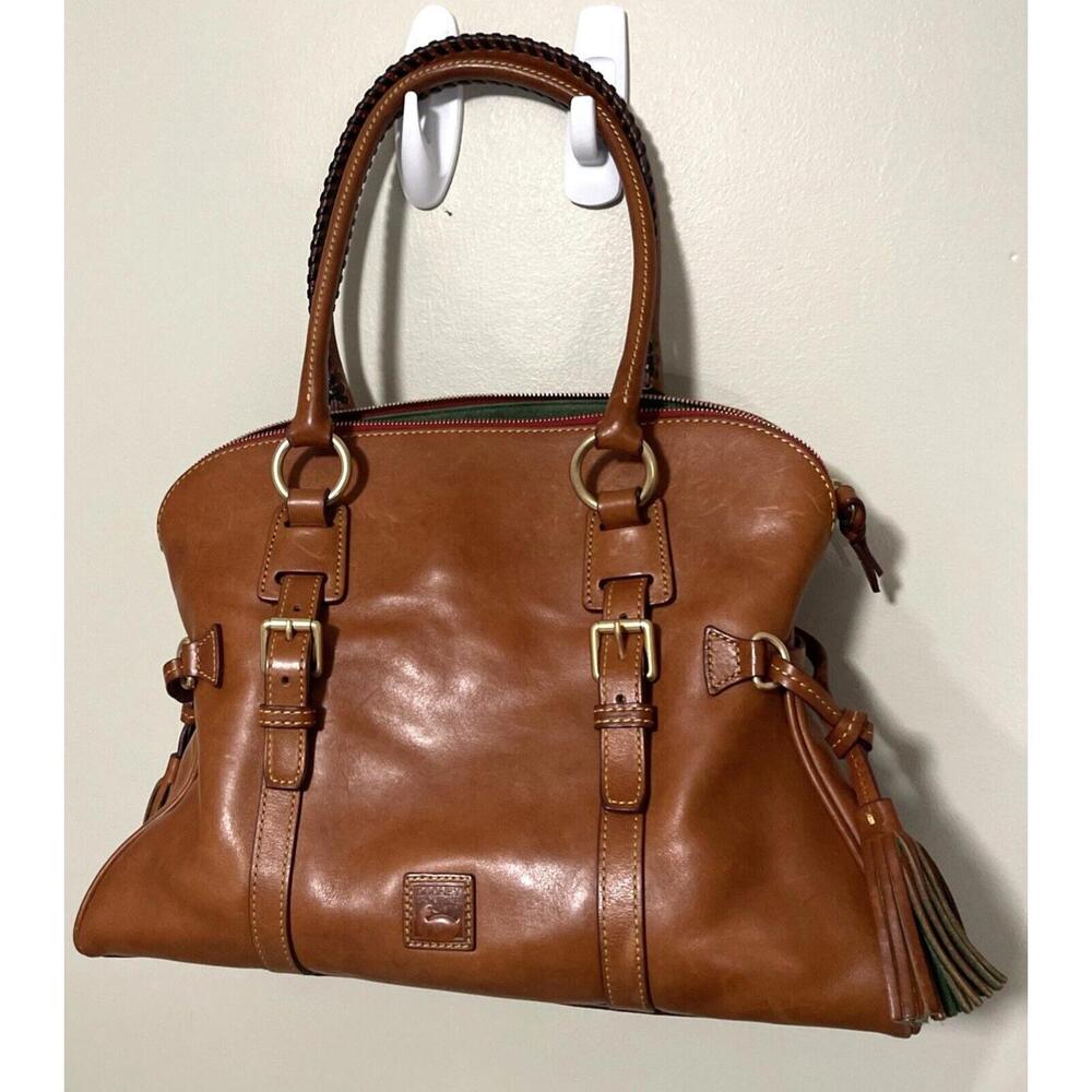 Dooney & Bourke Florentine Leather Domed Buckle Purse Satchel Natural, Dust Bag - Picture 8 of 12